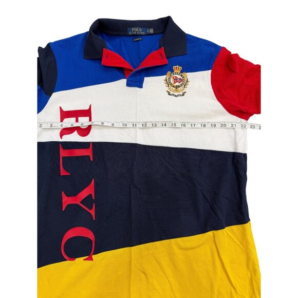 Polo Ralph Lauren RLYC Yacht Club Colorblock Polo Shirt Crest Cotton Mens Size L - Picture 5 of 7
